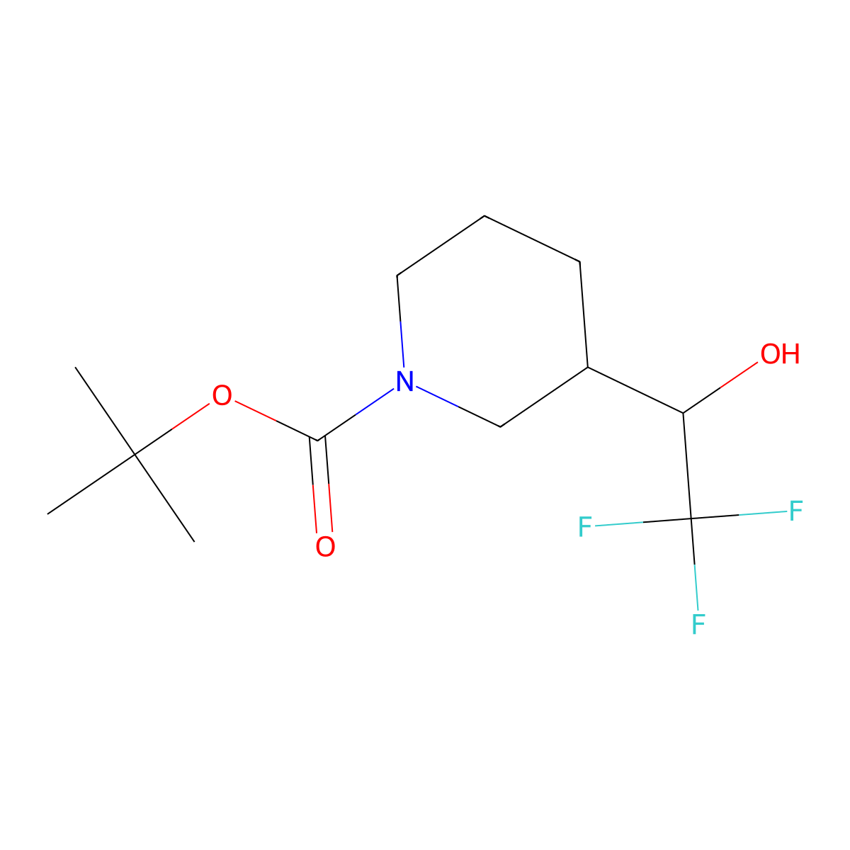 tert-butyl 3-(2,2,2-Trifluoro-1-hydroxyethyl)piperidine-1-carboxylate molecular structure, CAS 1283718-04-6