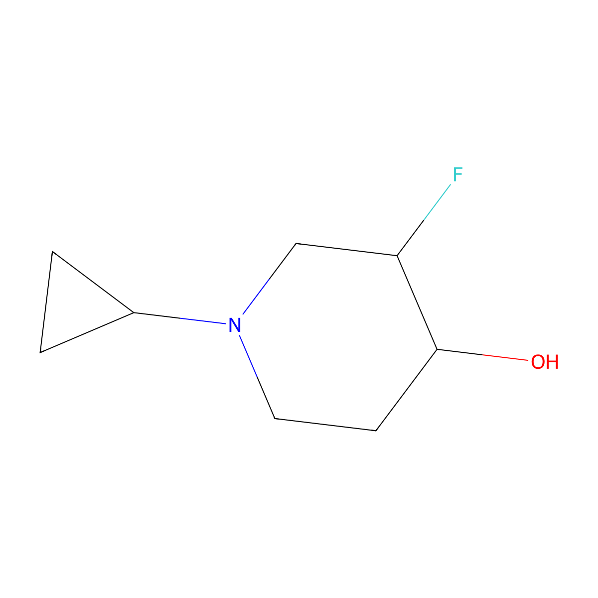 1-Cyclopropyl-3-fluoropiperidin-4-ol molecular structure, CAS 1283718-20-6