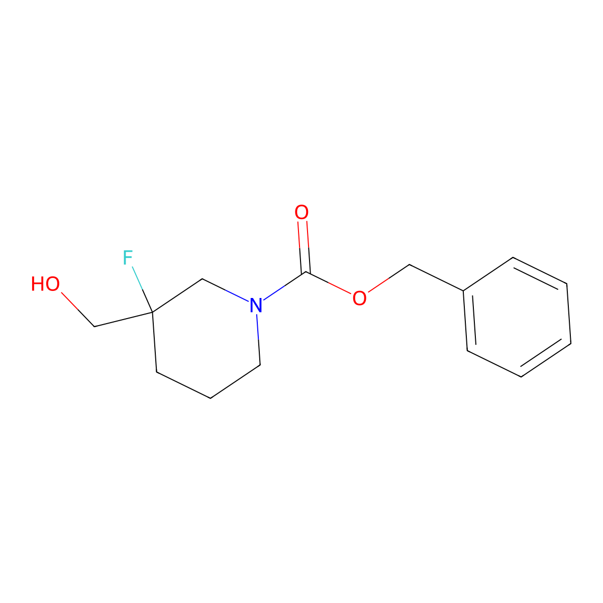 Benzyl 3-fluoro-3-(hydroxymethyl)piperidine-1-carboxylate molecular structure, CAS 1283718-25-1