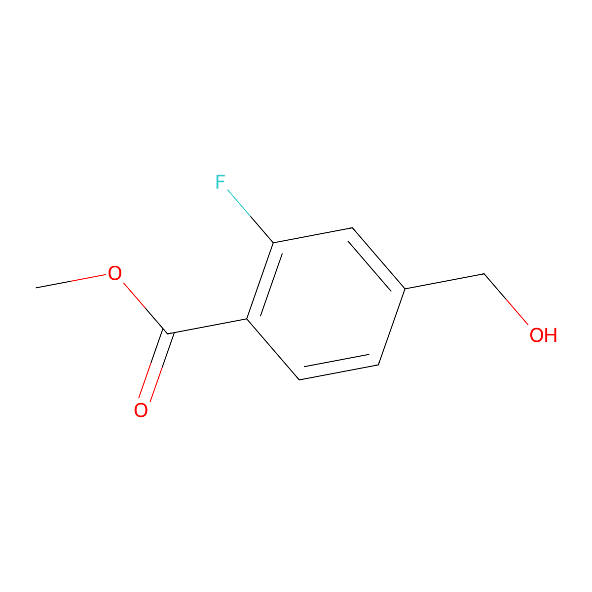 Methyl 2-fluoro-4-(hydroxymethyl)benzoate molecular structure, CAS 1283718-57-9