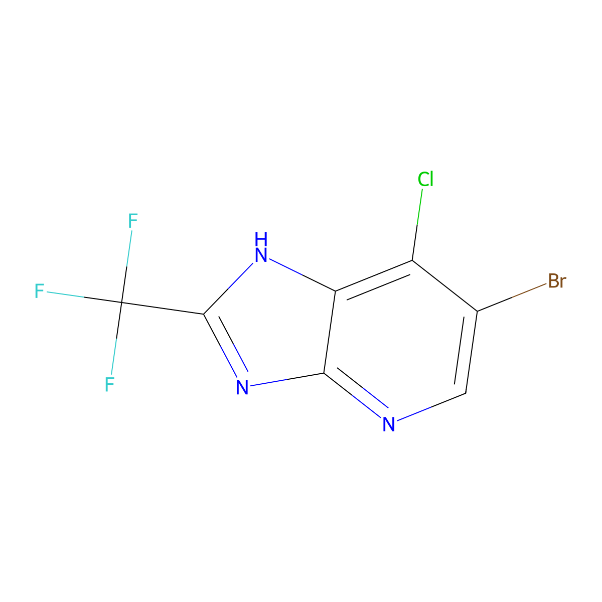 6-Bromo-7-chloro-2-(trifluoromethyl)-3H-imidazo[4,5-b]pyridine molecular structure, CAS 1283718-73-9