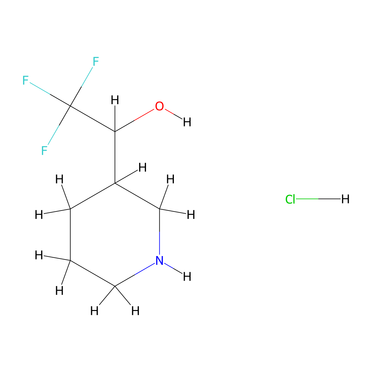 2,2,2-Trifluoro-1-(piperidin-3-yl)ethan-1-ol hydrochloride molecular structure, CAS 1283718-82-0
