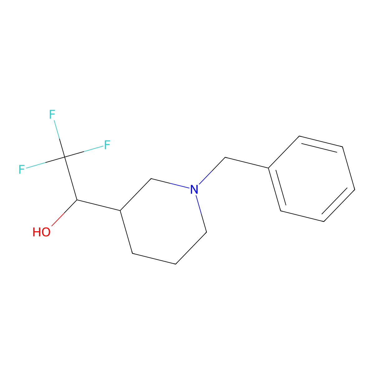 1-Benzyl-3-(1-hydroxy-2,2,2-trifluoroethyl)piperidine molecular structure, CAS 1283718-85-3
