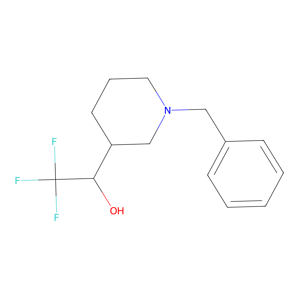 1-Benzyl-3-(1-hydroxy-2,2,2-trifluoroethyl)piperidine molecular structure, CAS 1283718-85-3