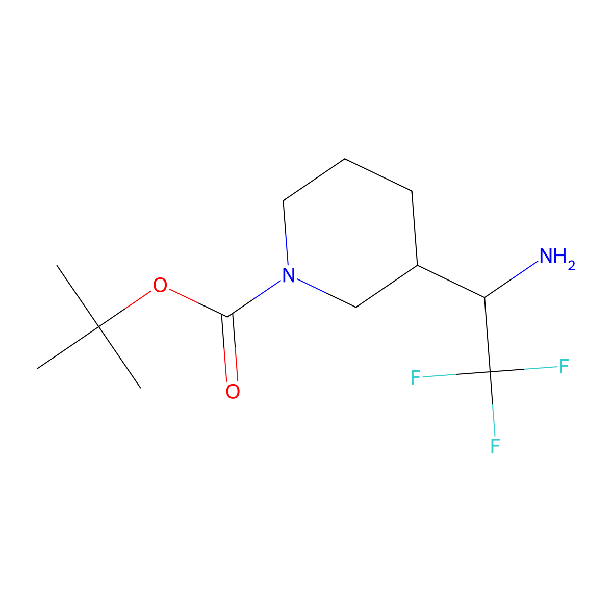 Tert-butyl 3-(1-amino-2,2,2-trifluoroethyl)piperidine-1-carboxylate molecular structure, CAS 1283719-17-4