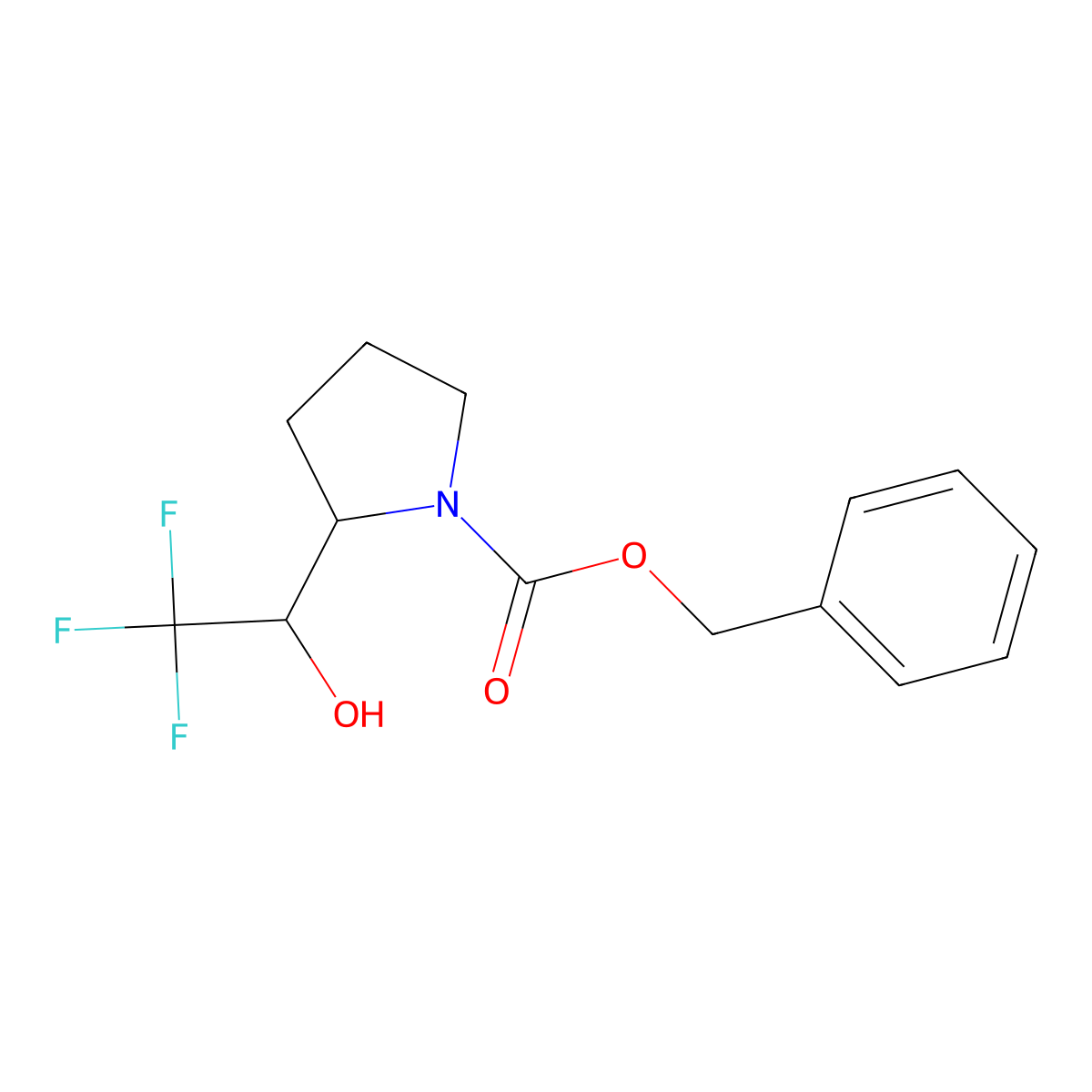 Benzyl 2-(2,2,2-trifluoro-1-hydroxyethyl)pyrrolidine-1-carboxylate molecular structure, CAS 1283719-76-5