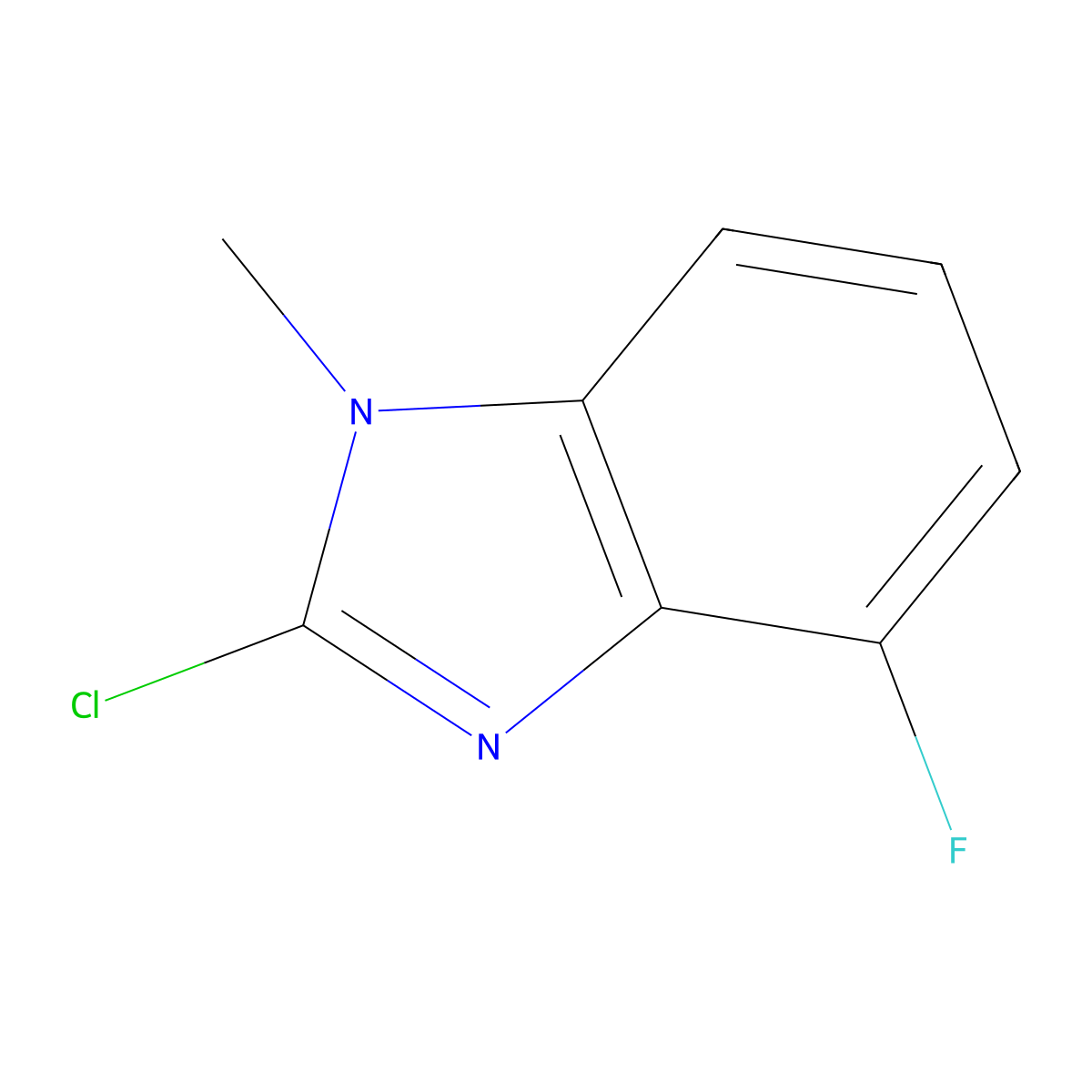 2-chloro-4-fluoro-1-methyl-1H-1,3-benzodiazole molecular structure, CAS 1283719-98-1