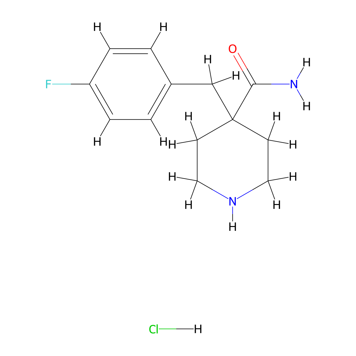 4-(4-Fluoro-benzyl)-piperidine-4-carboxylic acid amide hydrochloride molecular structure, CAS 1283720-14-8