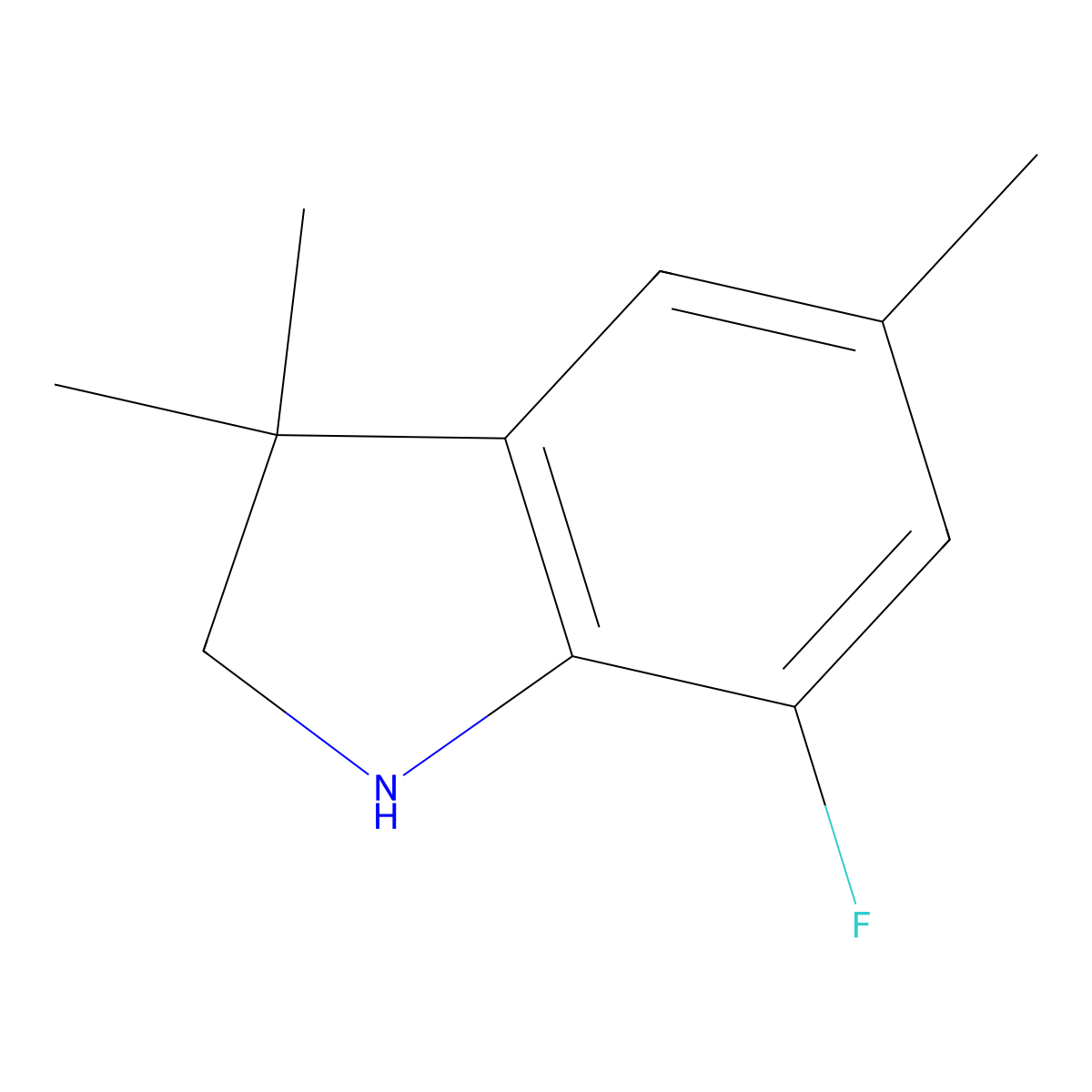 7-Fluoro-3,3,5-trimethyl-2,3-dihydro-1H-indole molecular structure, CAS 1283720-29-5