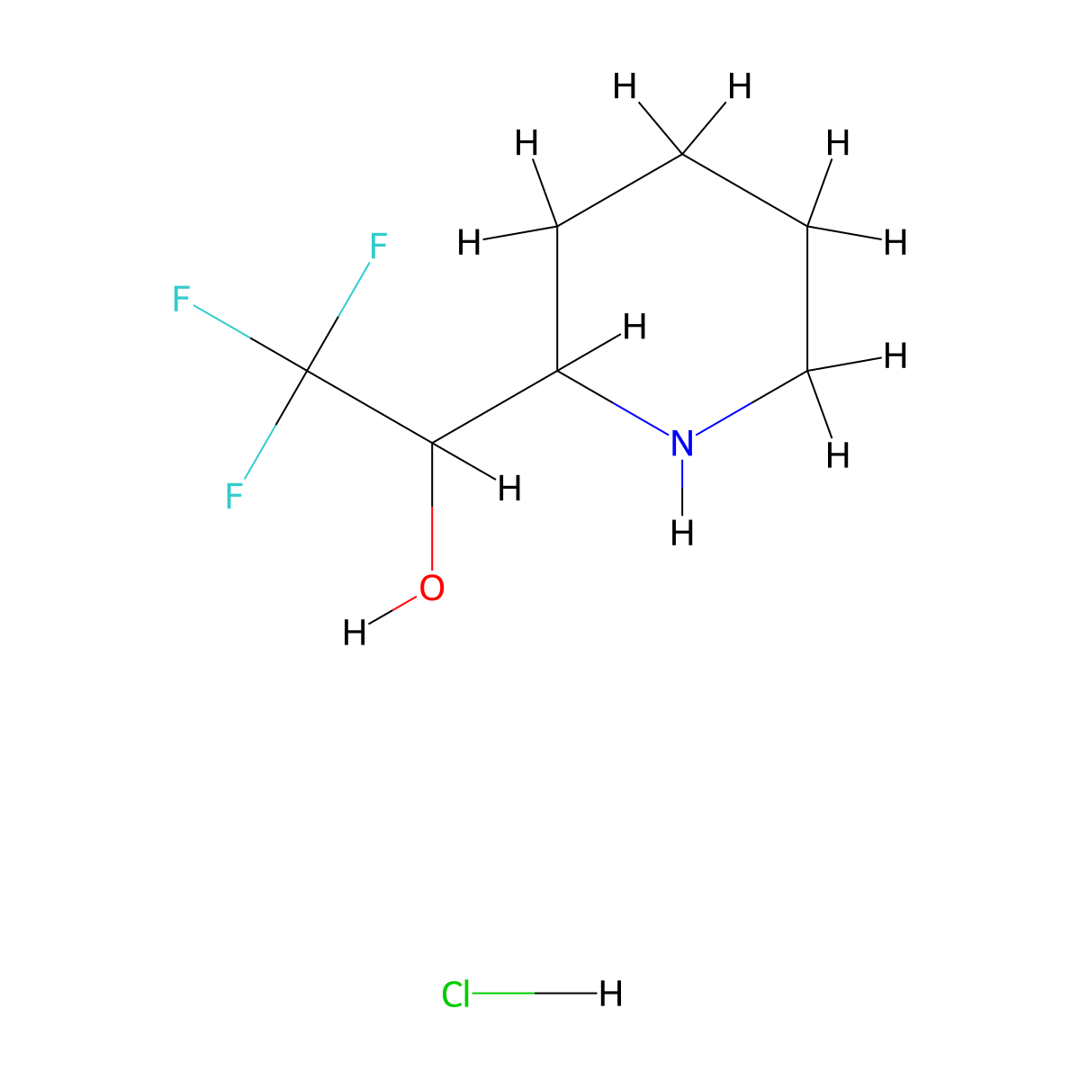2,2,2-Trifluoro-1-(piperidin-2-YL)ethanol hydrochloride molecular structure, CAS 1283720-38-6