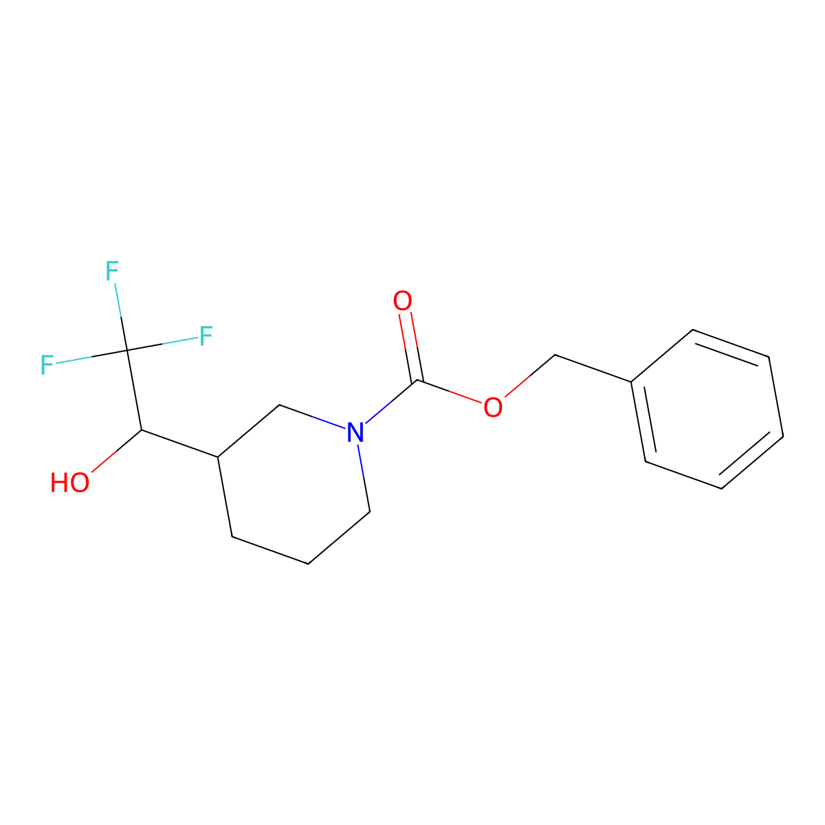 Benzyl 3-(2,2,2-trifluoro-1-hydroxyethyl)piperidine-1-carboxylate molecular structure, CAS 1283720-45-5