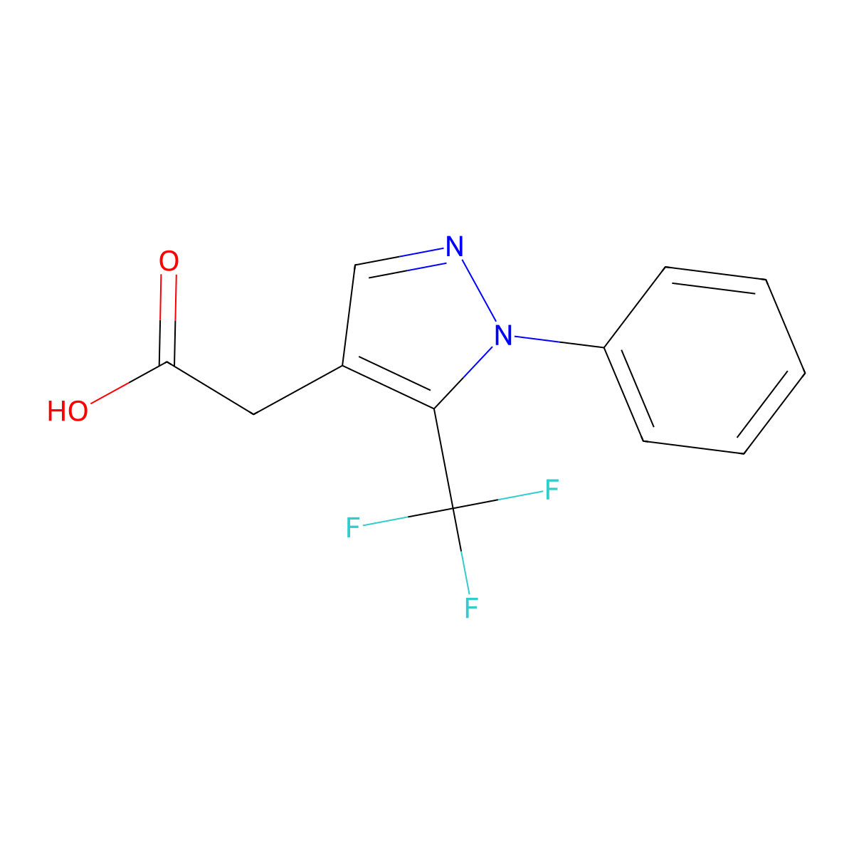 (1-Phenyl-5-trifluoromethyl-1H-pyrazol-4-YL)-acetic acid molecular structure, CAS 1283720-62-6