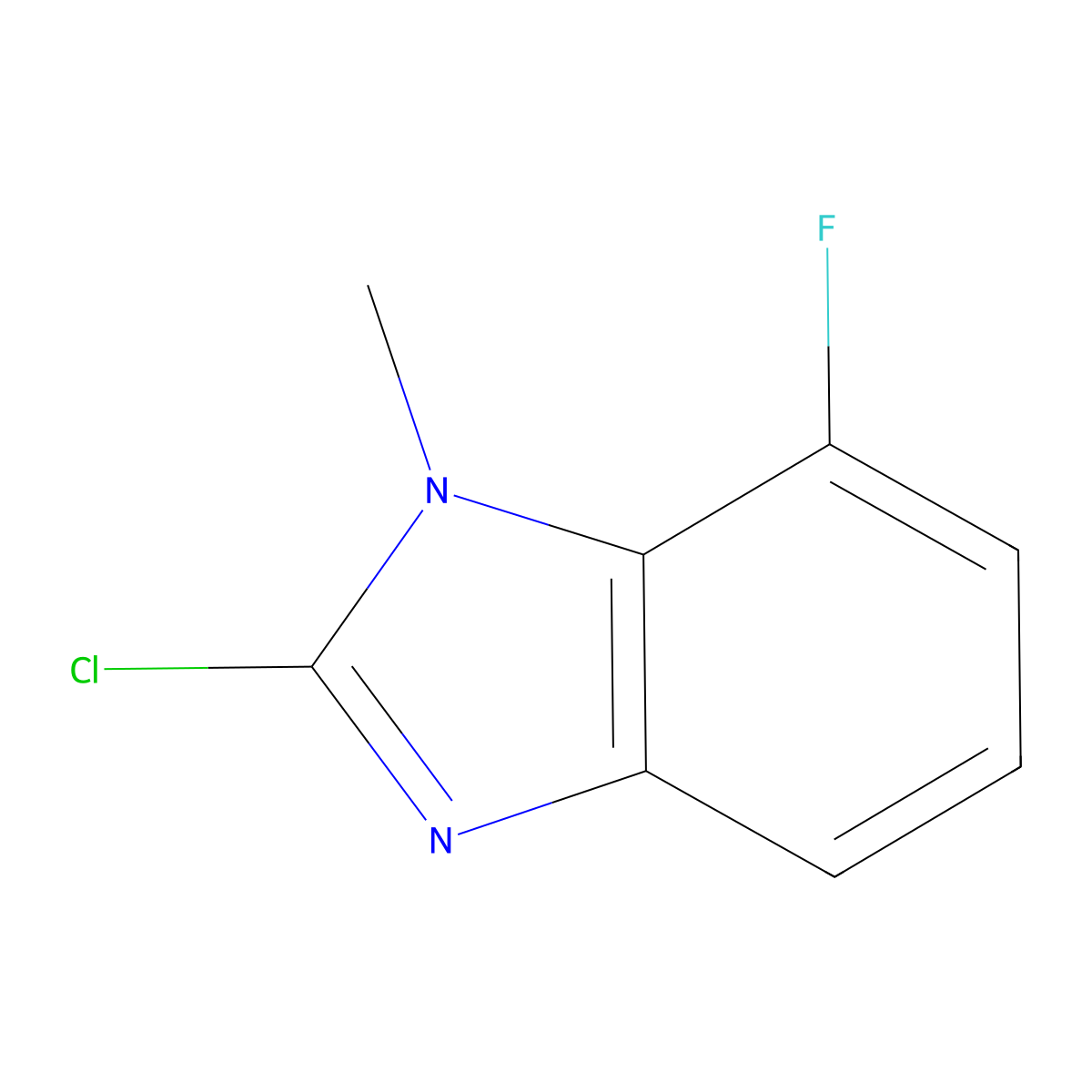 2-chloro-7-fluoro-1-methyl-1H-1,3-benzodiazole molecular structure, CAS 1283721-30-1