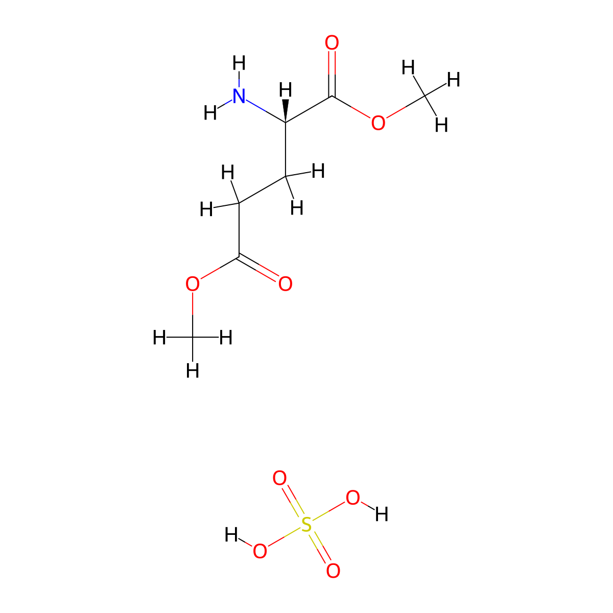1,5-dimethyl (2S)-2-aminopentanedioate; sulfuric acid molecular structure, CAS 1283741-36-5