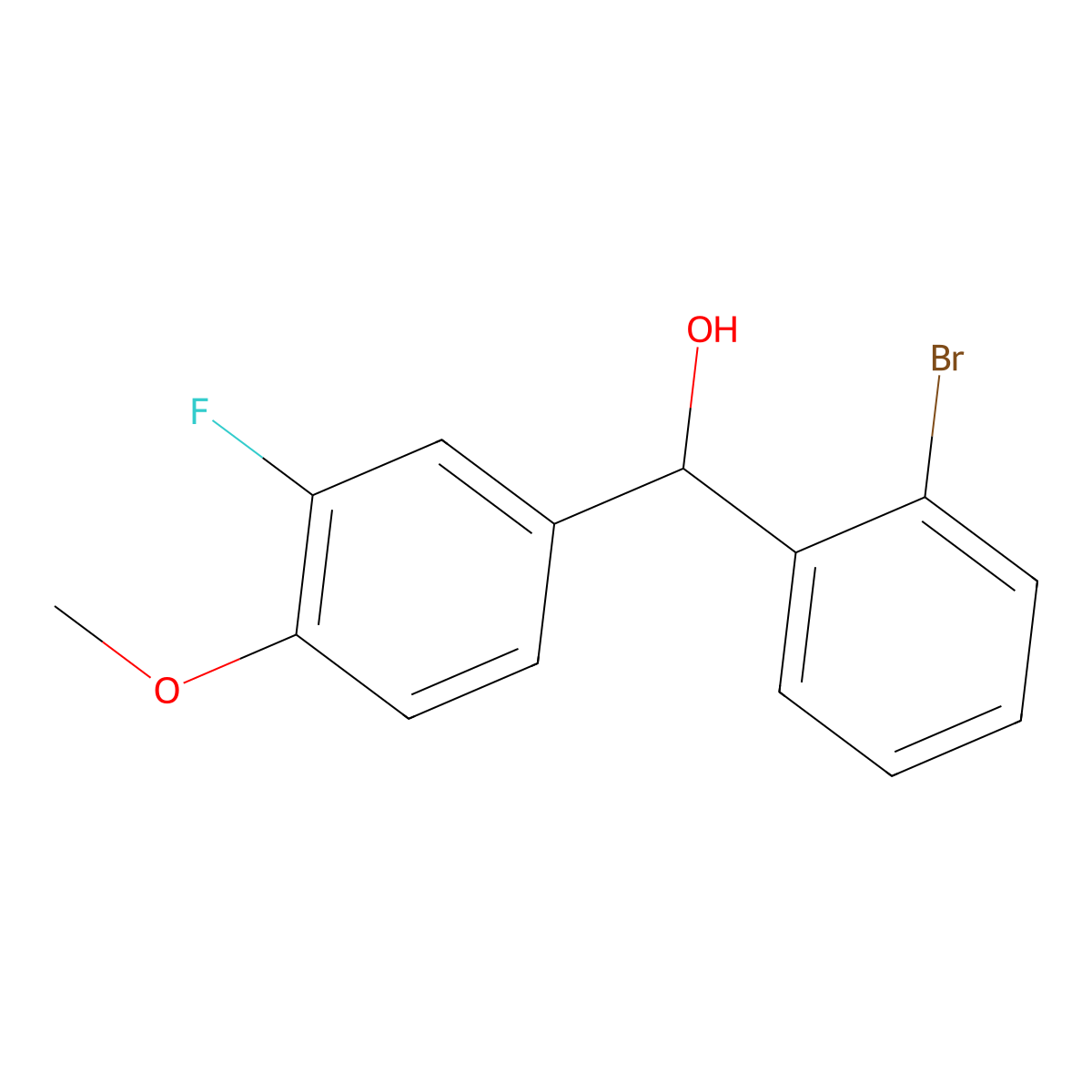(2-Bromophenyl)(3-fluoro-4-methoxyphenyl)methanol molecular structure, CAS 1283743-38-3