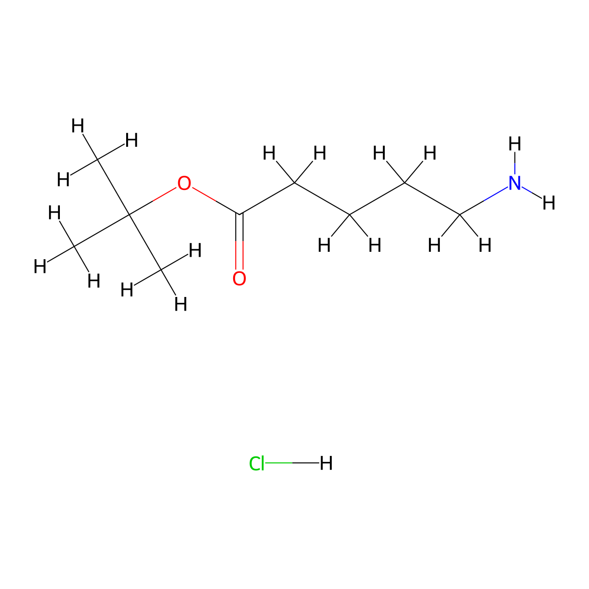Tert-butyl 5-aminopentanoate hydrochloride molecular structure, CAS 1283760-93-9