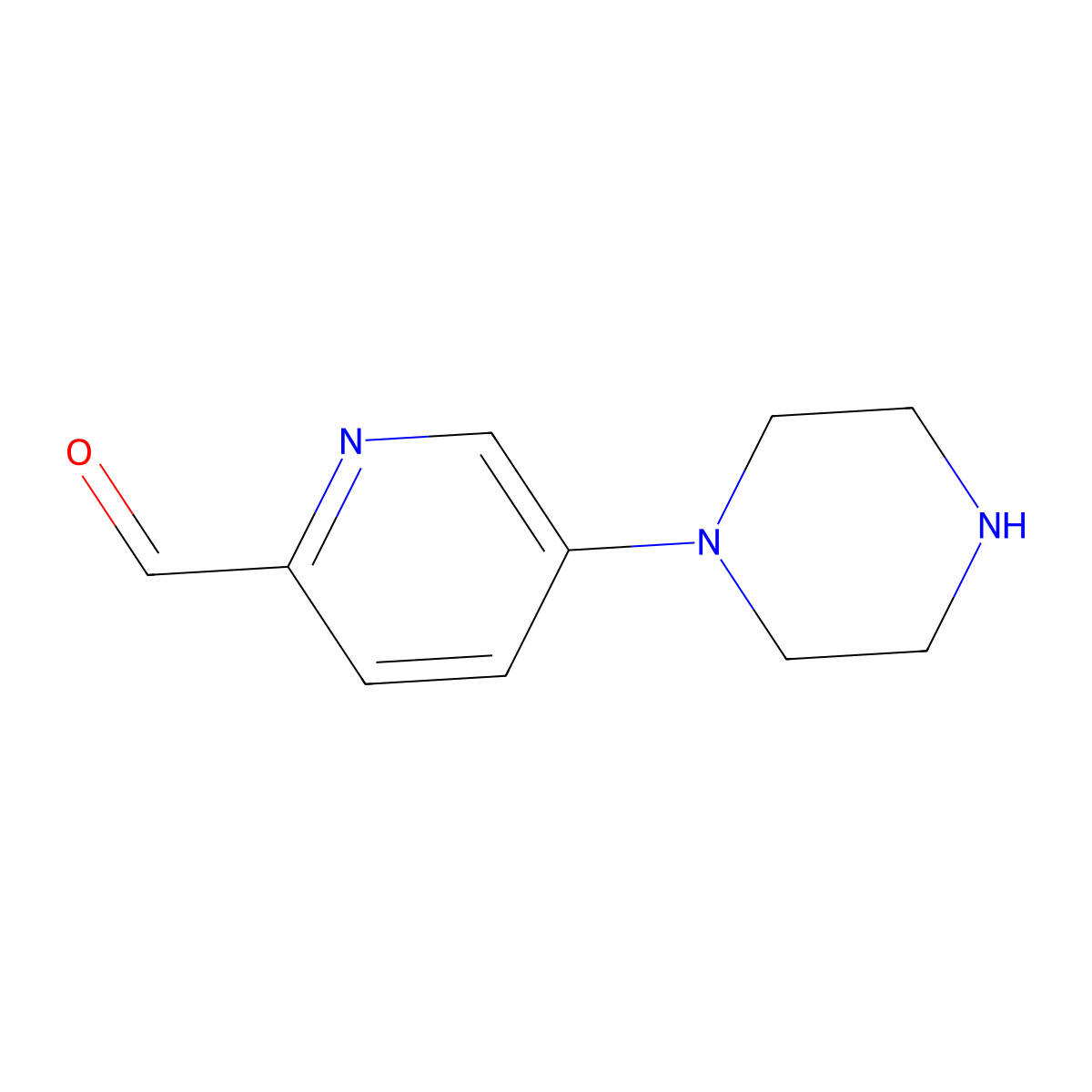 5-(1-Piperazinyl)-2-pyridinecarboxaldehyde molecular structure, CAS 1283768-27-3