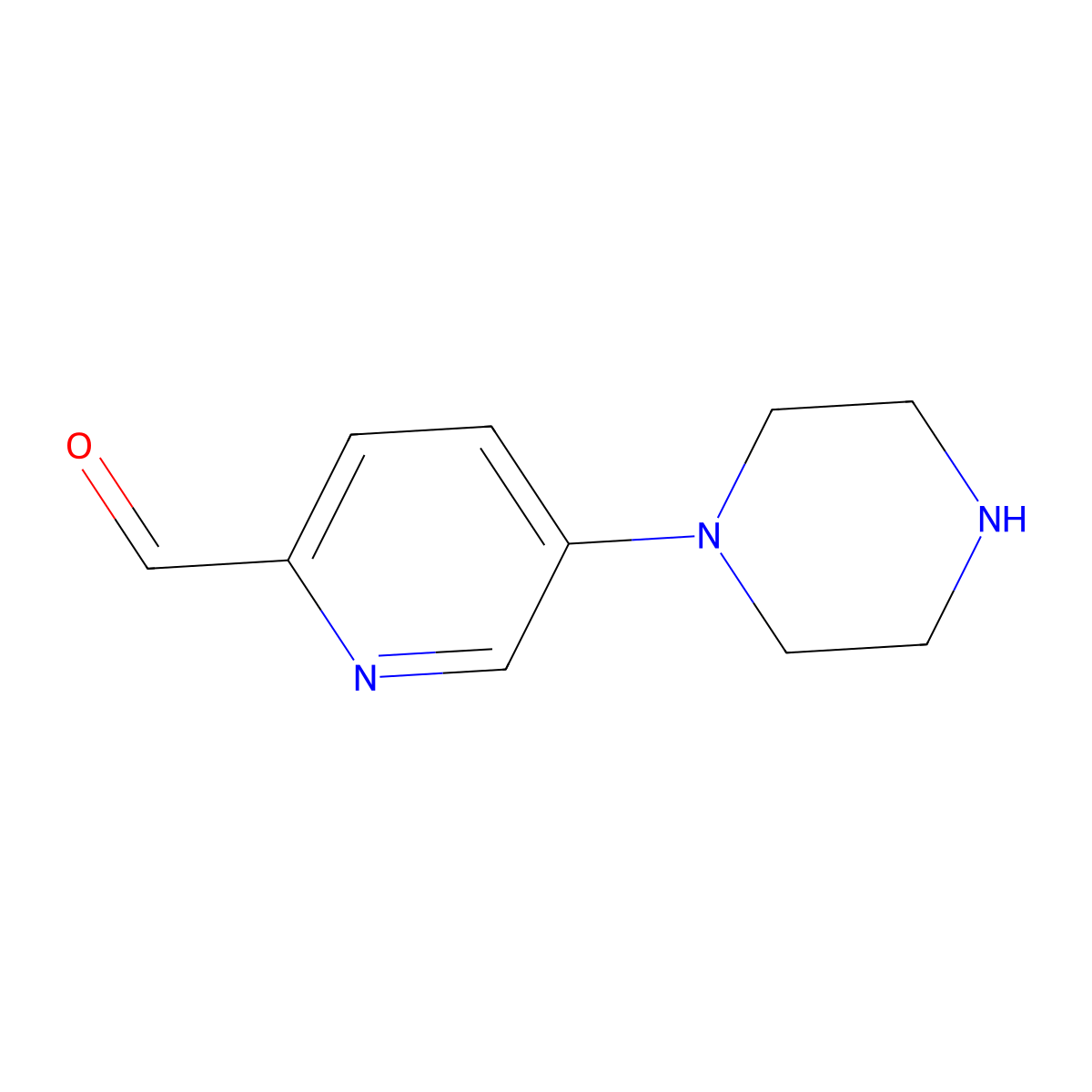 5-(1-Piperazinyl)-2-pyridinecarboxaldehyde molecular structure, CAS 1283768-27-3