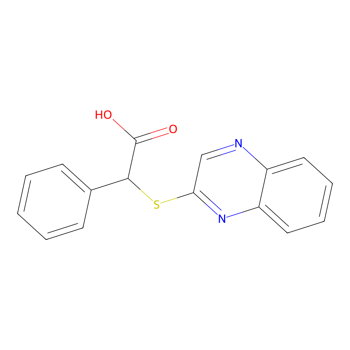 Phenyl(quinoxalin-2-ylsulfanyl)acetic acid molecular structure, CAS 128381-34-0