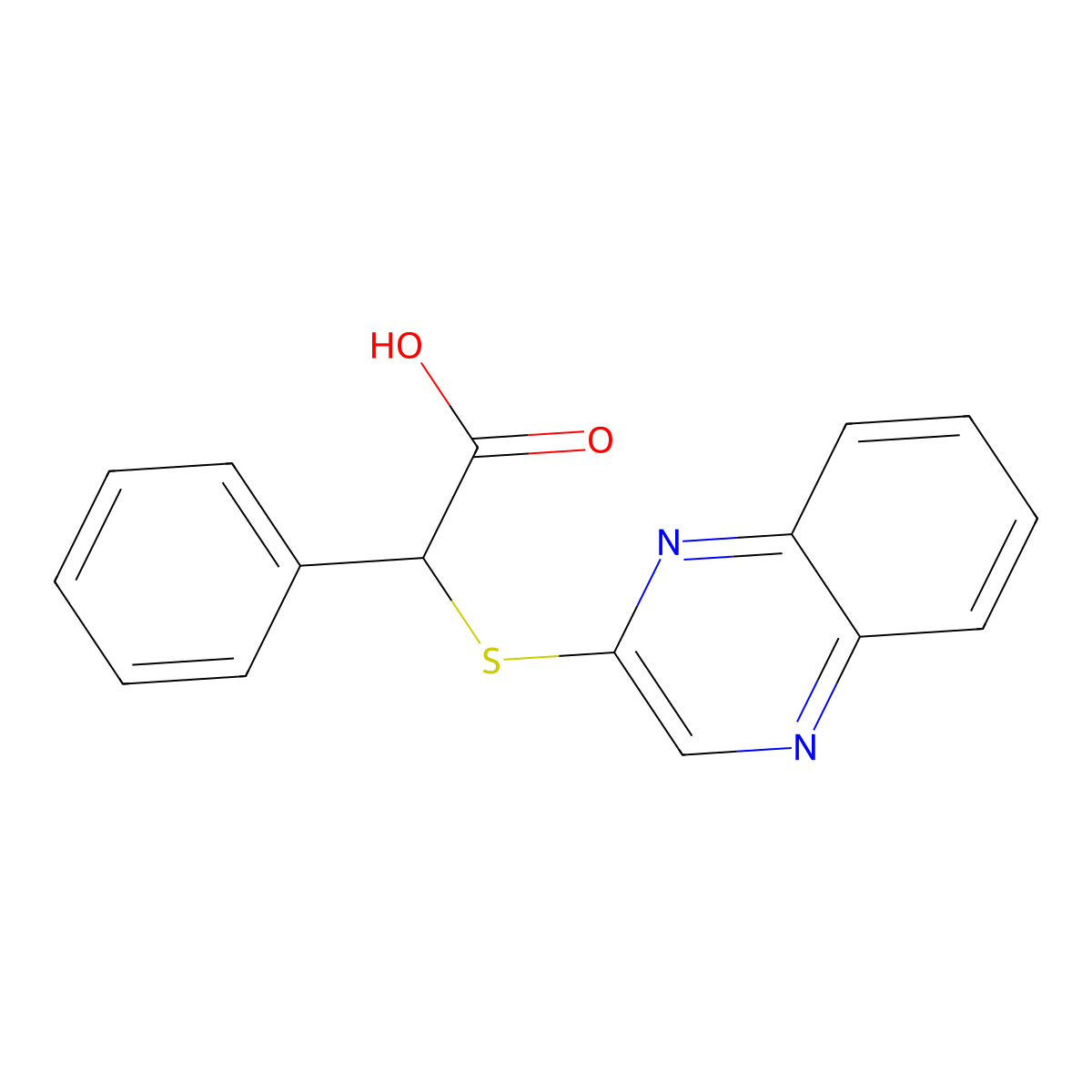 Phenyl(quinoxalin-2-ylsulfanyl)acetic acid molecular structure, CAS 128381-34-0
