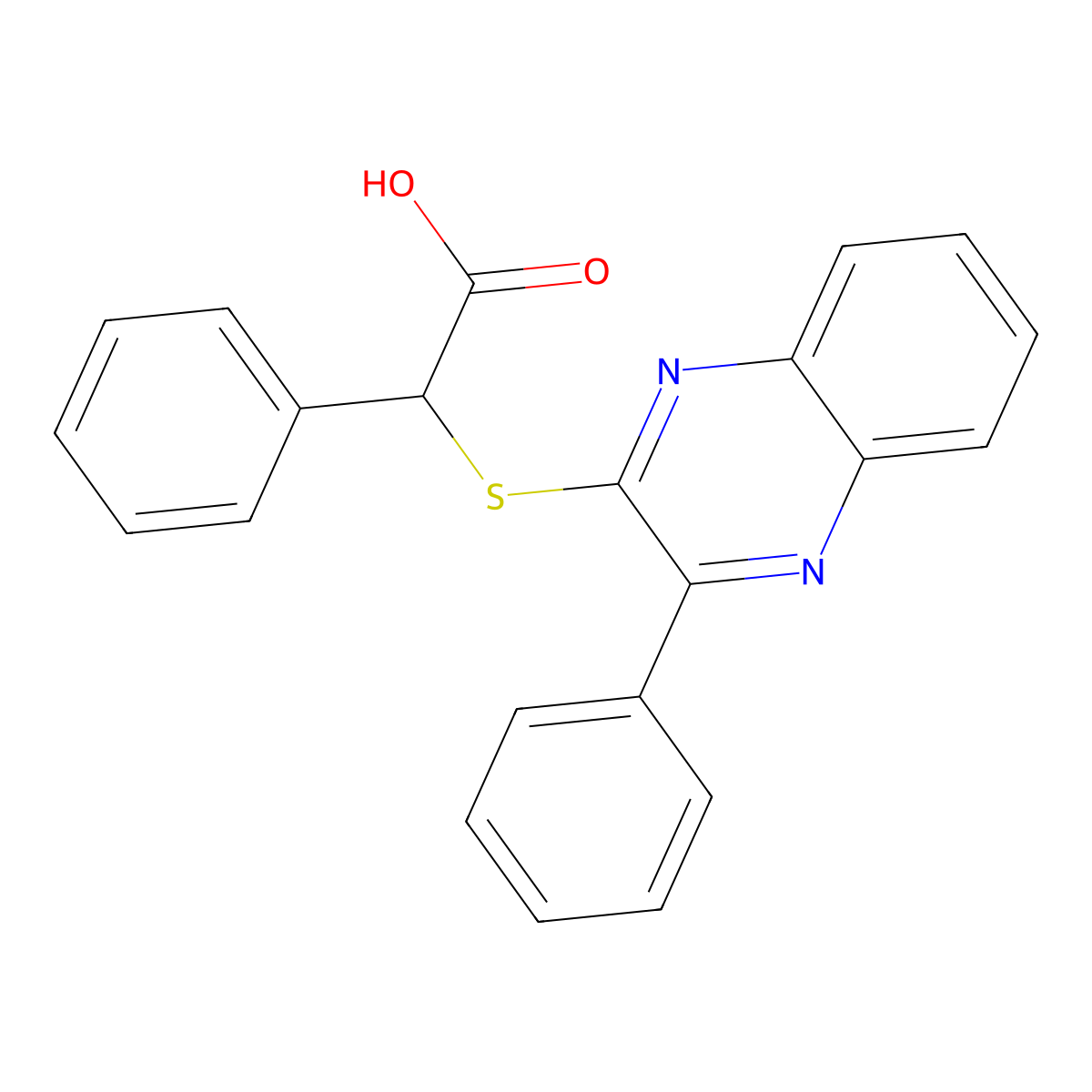 Phenyl[(3-phenylquinoxalin-2-yl)sulfanyl]acetic acid molecular structure, CAS 128381-36-2