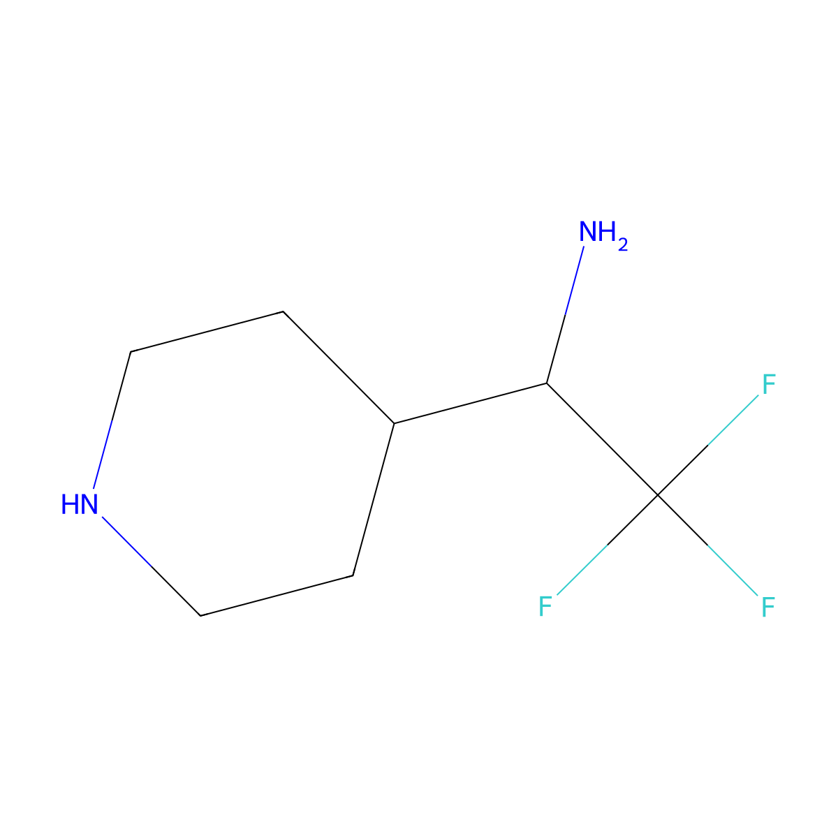 2,2,2-Trifluoro-1-(piperidin-4-yl)ethan-1-amine molecular structure, CAS 1283851-27-3