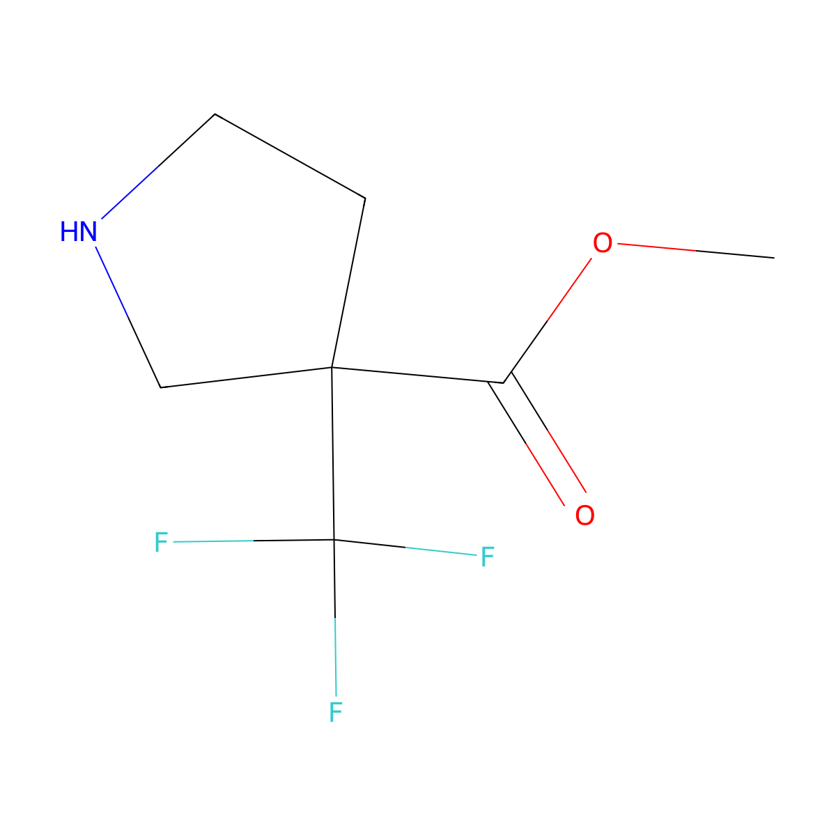 Methyl 3-(trifluoromethyl)pyrrolidine-3-carboxylate molecular structure, CAS 1283851-29-5