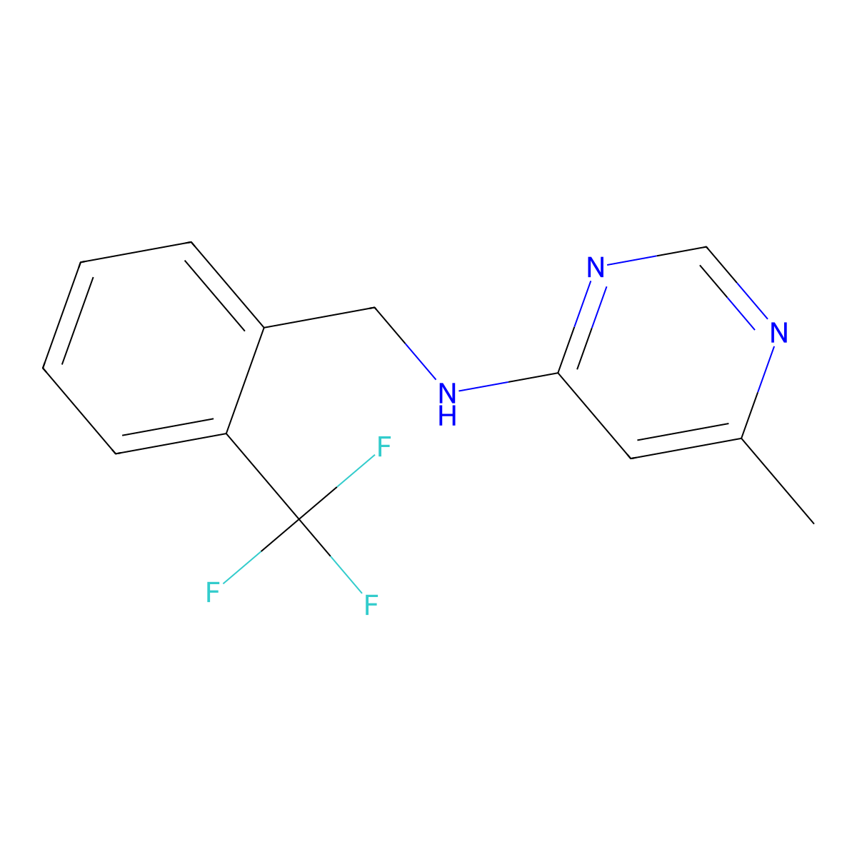 6-methyl-N-{[2-(trifluoromethyl)phenyl]methyl}pyrimidin-4-amine molecular structure, CAS 1283853-25-7