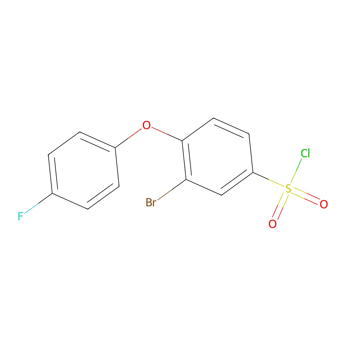 3-Bromo-4-(4-fluorophenoxy)benzene-1-sulfonyl chloride molecular structure, CAS 1283859-52-8