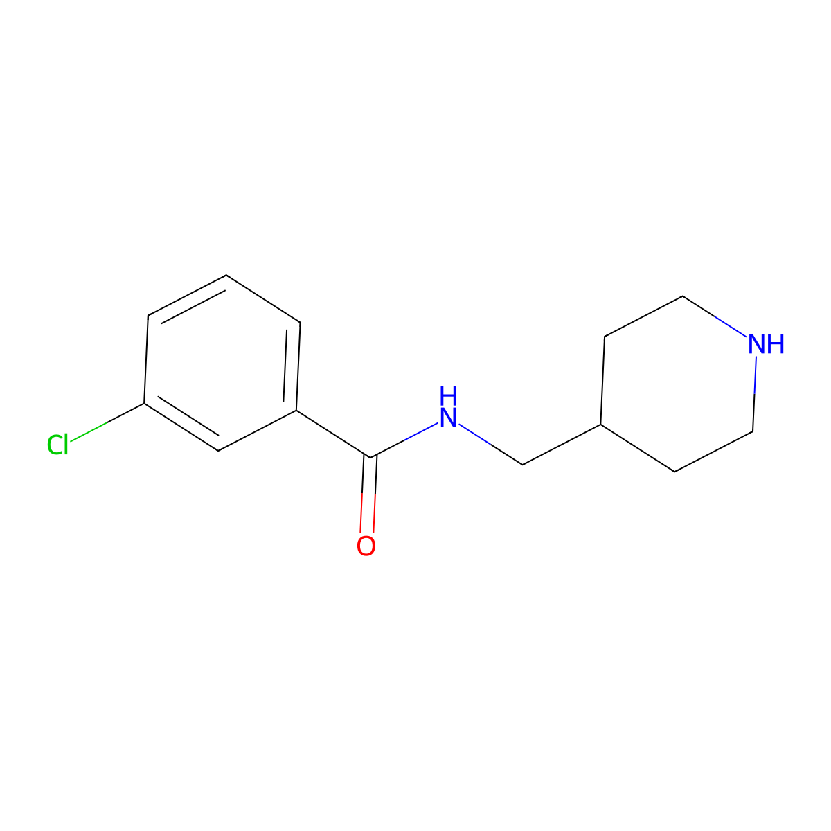 3-chloro-N-(piperidin-4-ylmethyl)benzamide molecular structure, CAS 1283862-34-9