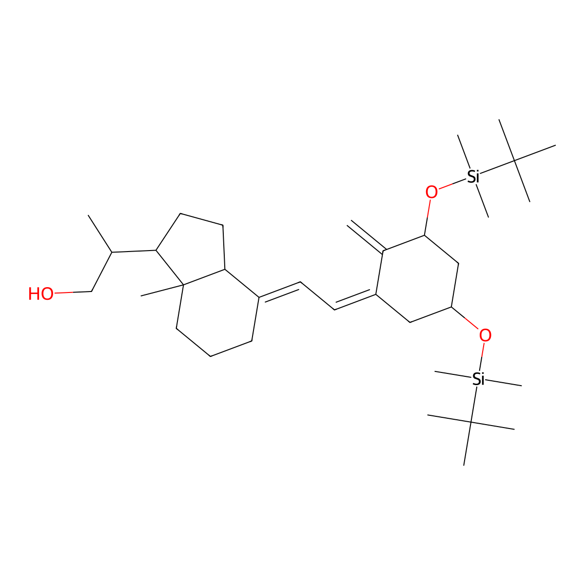 (2S)-2-[(1R,3aS,7aR)-4-[2-[(3S,5R)-3,5-bis[[tert-butyl(dimethyl)silyl]oxy]-2-methylidenecyclohexylidene]ethylidene]-7a-methyl-2,3,3a,5,6,7-hexahydro-1H-inden-1-yl]propan-1-ol molecular structure, CAS 128387-35-9