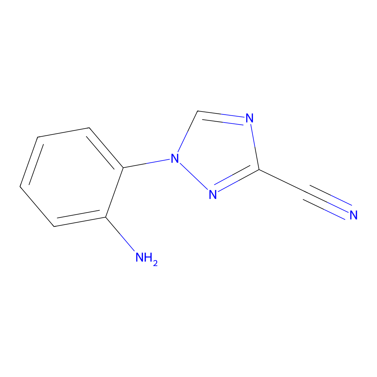 1-(2-aminophenyl)-1H-1,2,4-triazole-3-carbonitrile molecular structure, CAS 1283897-20-0