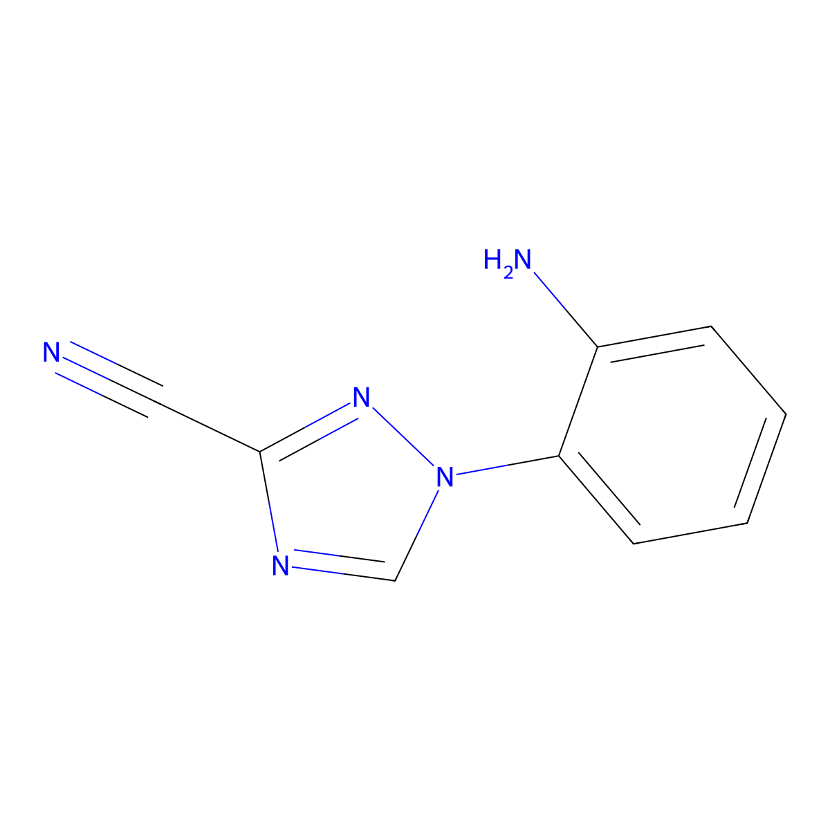 1-(2-aminophenyl)-1H-1,2,4-triazole-3-carbonitrile molecular structure, CAS 1283897-20-0