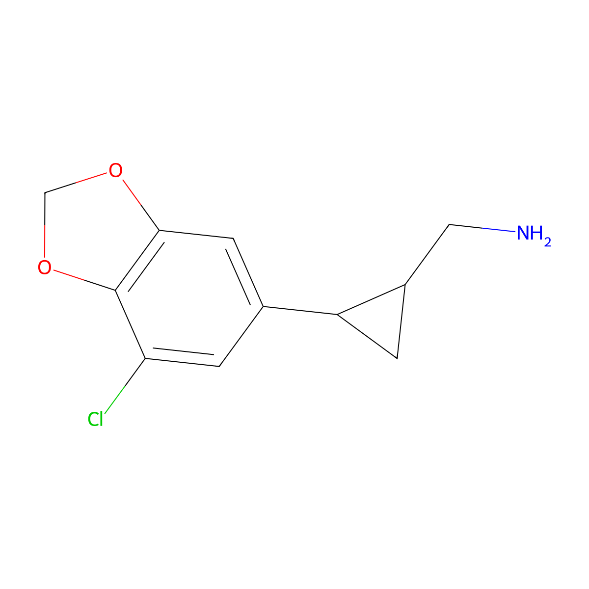 [2-(7-Chloro-1,3-dioxaindan-5-yl)cyclopropyl]methanamine molecular structure, CAS 1283906-43-3