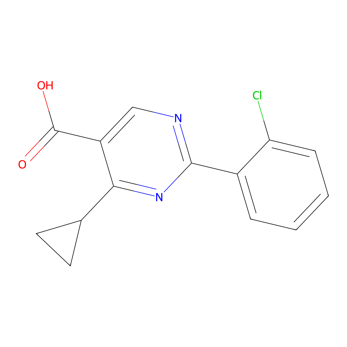2-(2-Chlorophenyl)-4-cyclopropylpyrimidine-5-carboxylic acid molecular structure, CAS 1283933-33-4