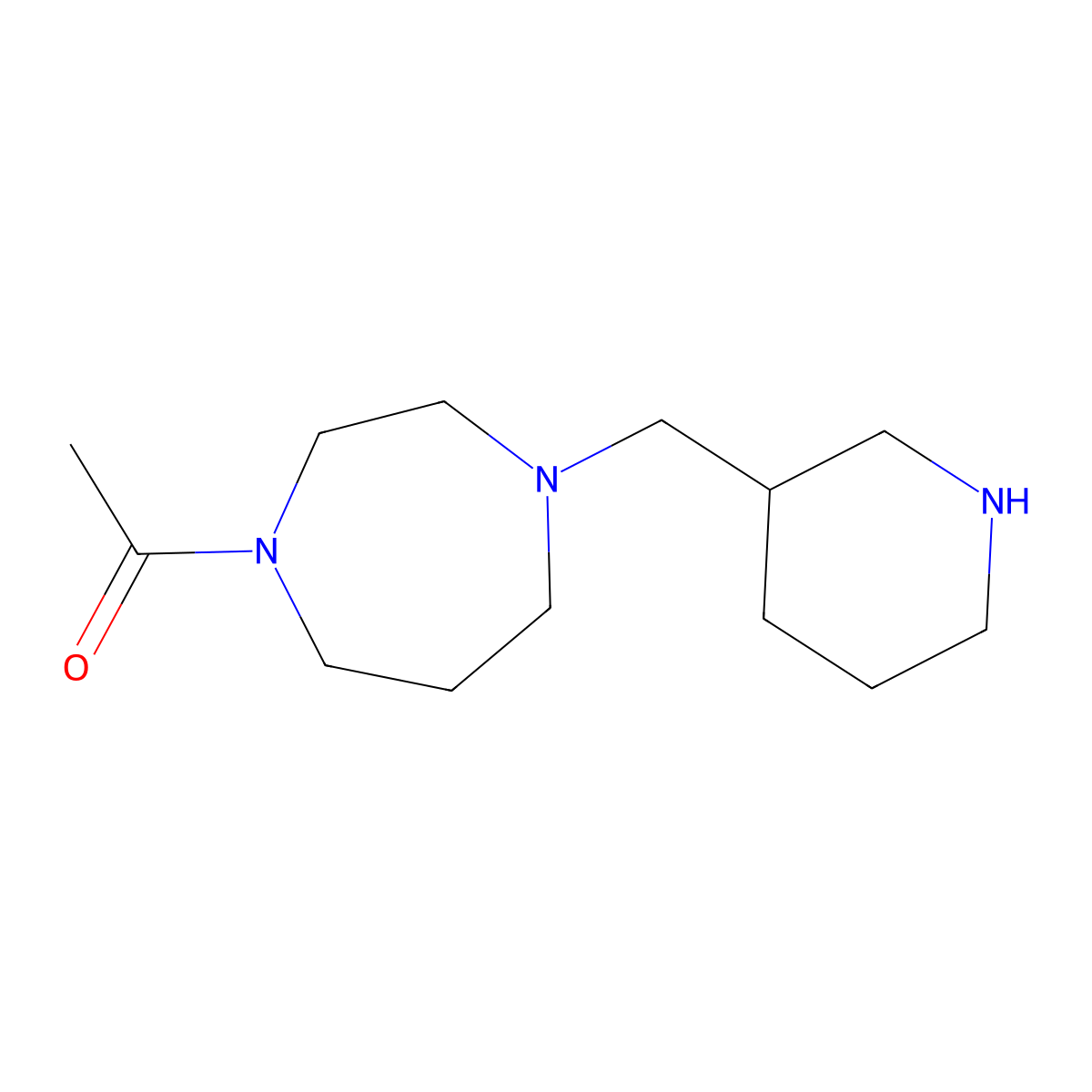 1-{4-[(Piperidin-3-yl)methyl]-1,4-diazepan-1-yl}ethan-1-one molecular structure, CAS 1283937-23-4