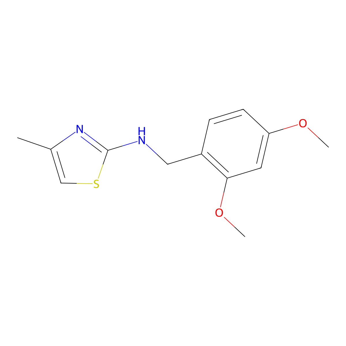 N-[(2,4-dimethoxyphenyl)methyl]-4-methyl-1,3-thiazol-2-amine molecular structure, CAS 1283943-89-4