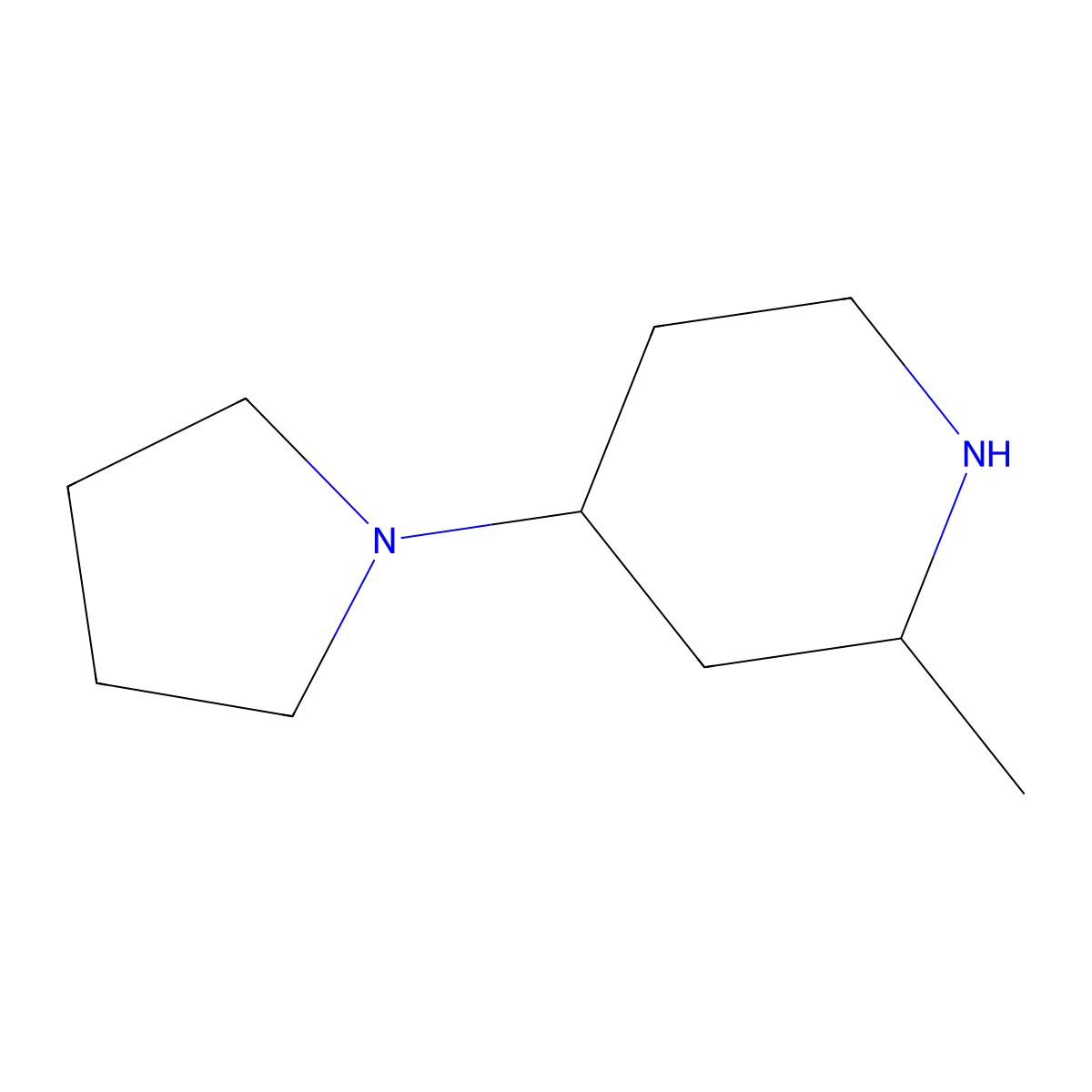 2-Methyl-4-(pyrrolidin-1-yl)piperidine molecular structure, CAS 1283951-59-6