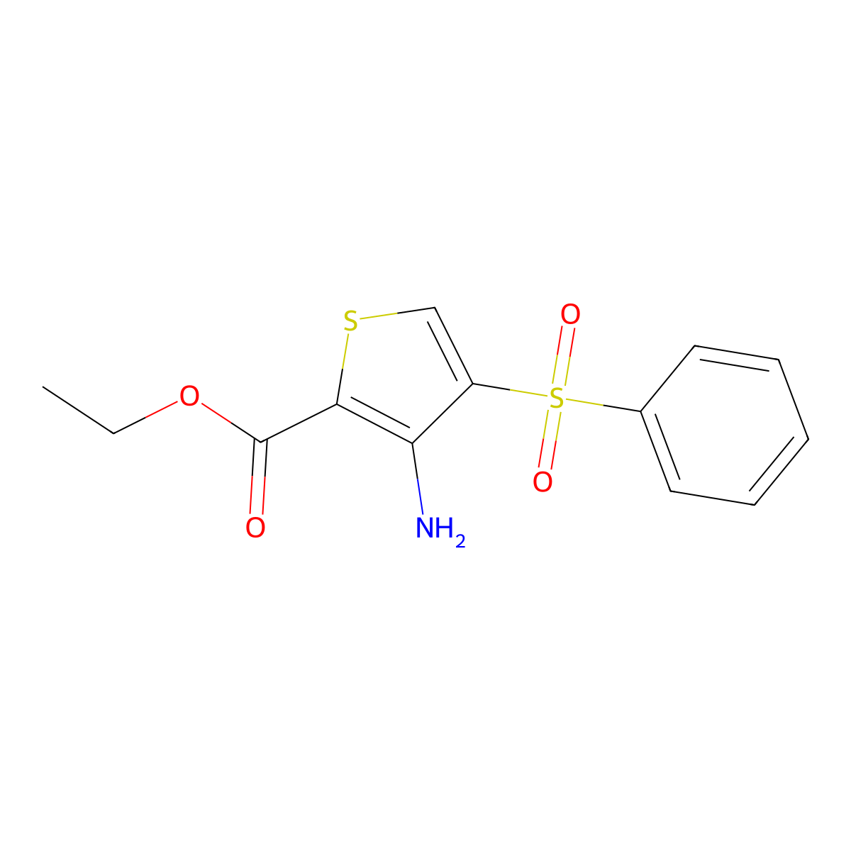 Ethyl 3-amino-4-(phenylsulfonyl)-2-thiophenecarboxylate molecular structure, CAS 1283962-03-7