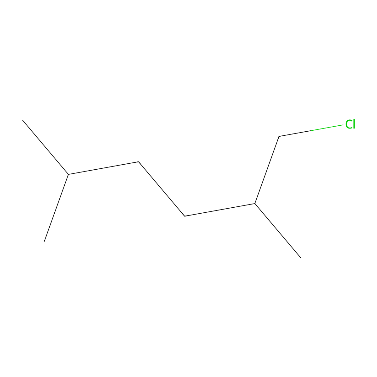 1-Chloro-2,5-dimethylhexane molecular structure, CAS 128399-80-4
