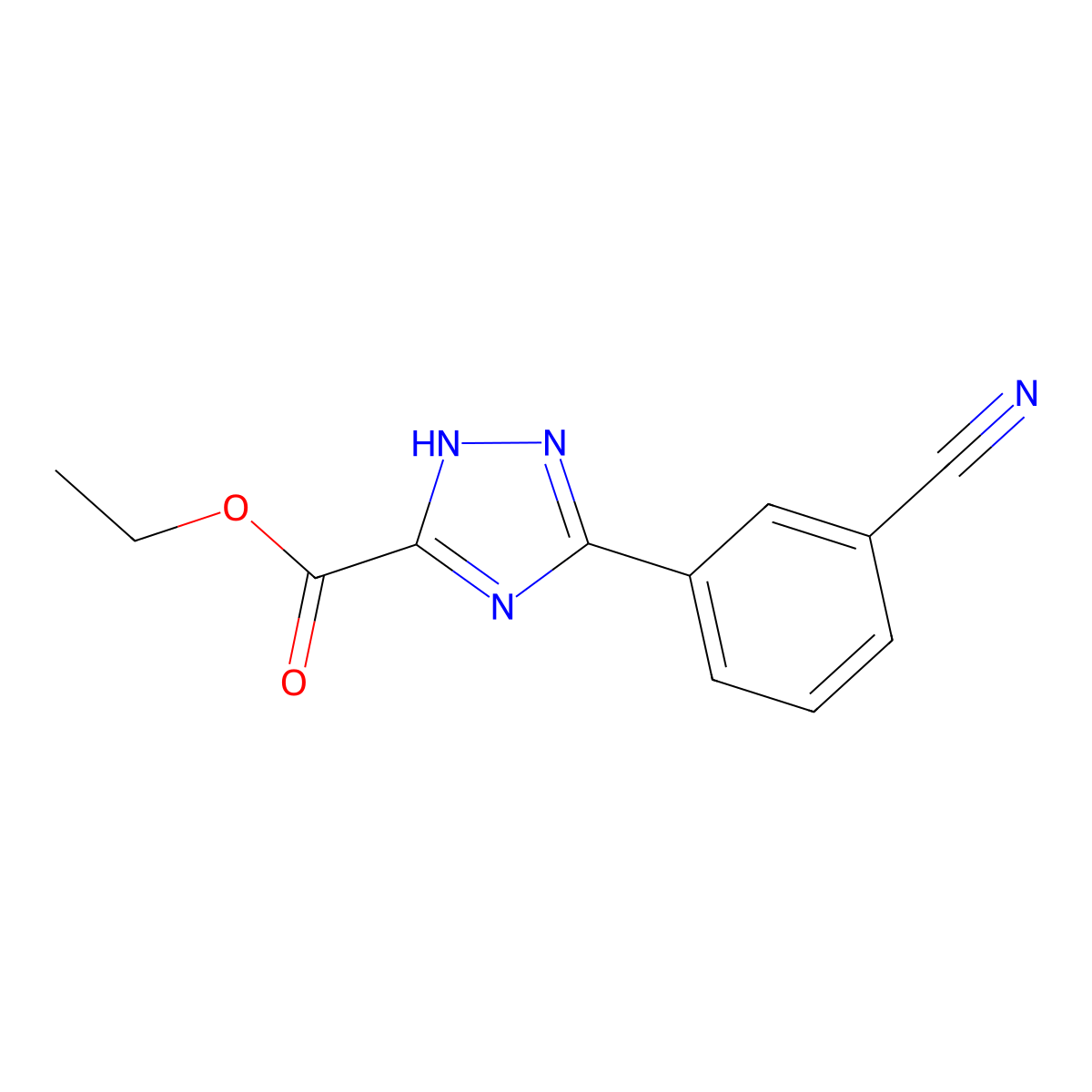 ethyl 5-(3-cyanophenyl)-1H-1,2,4-triazole-3-carboxylate molecular structure, CAS 1284001-05-3