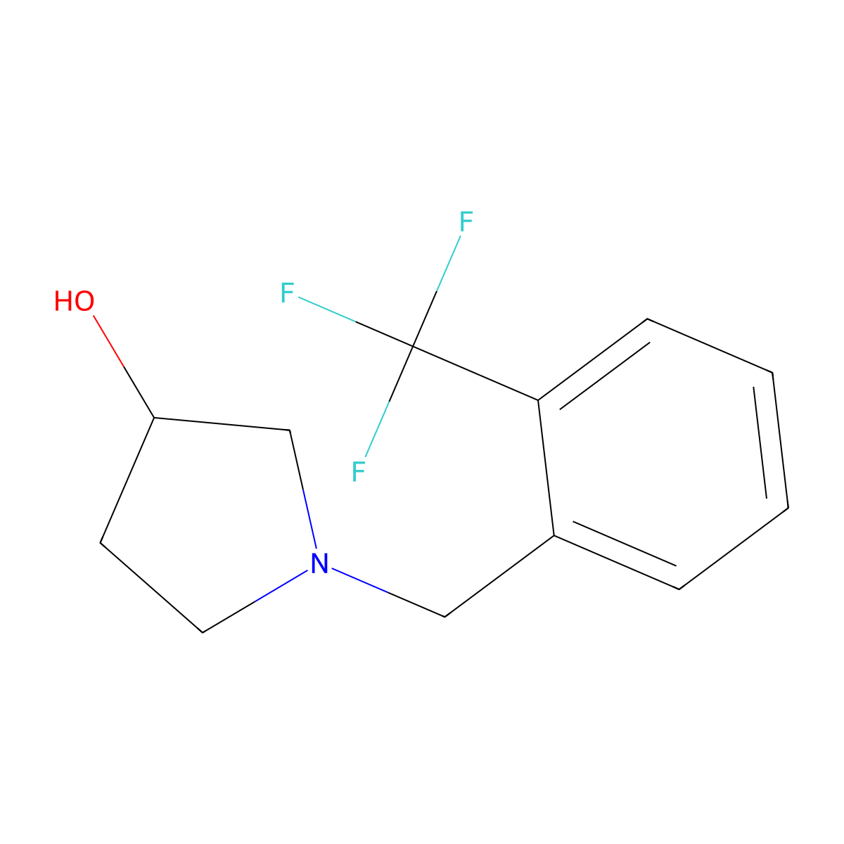 1-{[2-(Trifluoromethyl)phenyl]methyl}pyrrolidin-3-ol molecular structure, CAS 1284019-08-4