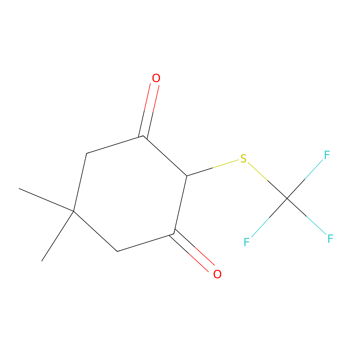 5,5-Dimethyl-2-[(trifluoromethyl)sulfanyl]-1,3-cyclohexanedione molecular structure, CAS 128402-12-0