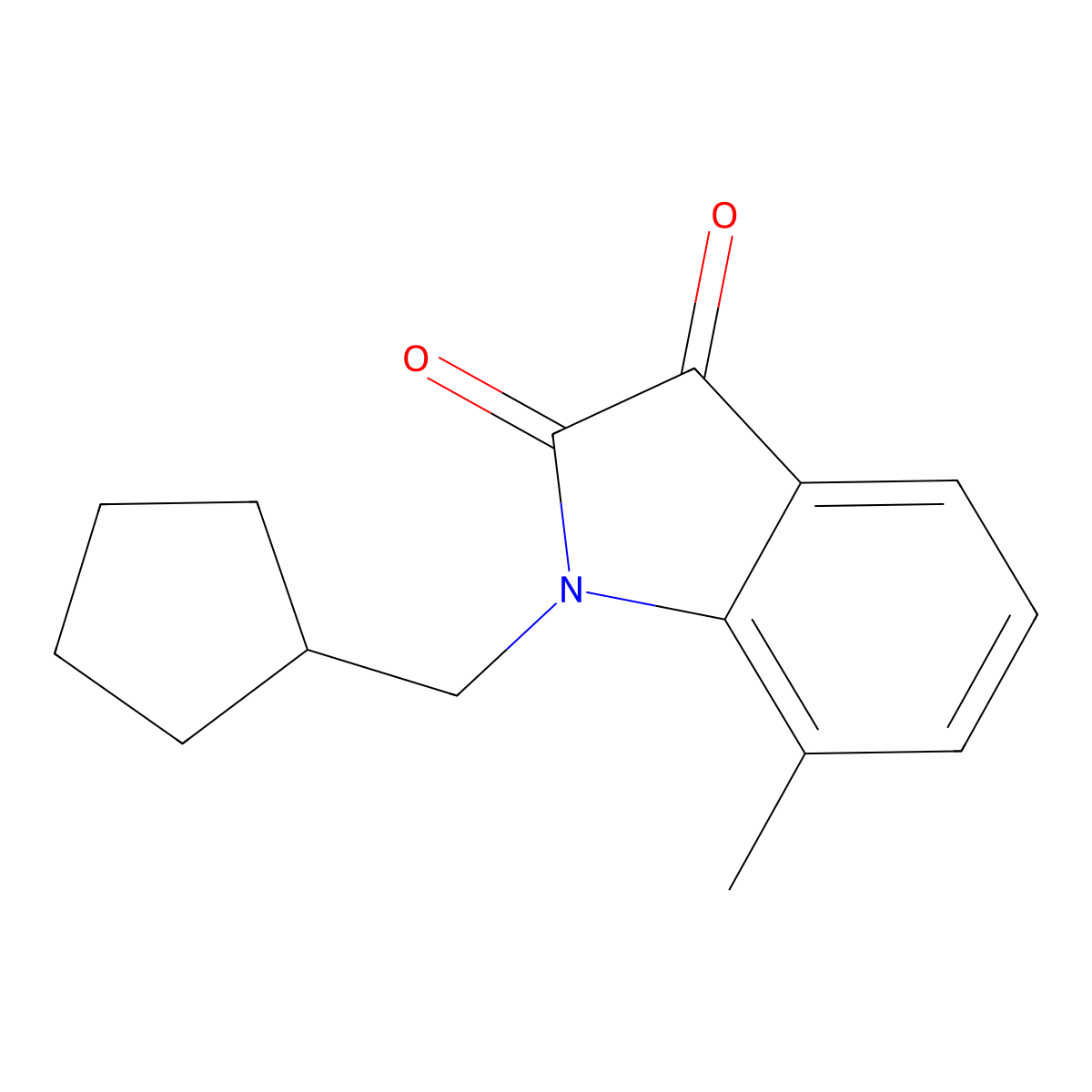 1-(Cyclopentylmethyl)-7-methylindole-2,3-dione molecular structure, CAS 1284033-06-2
