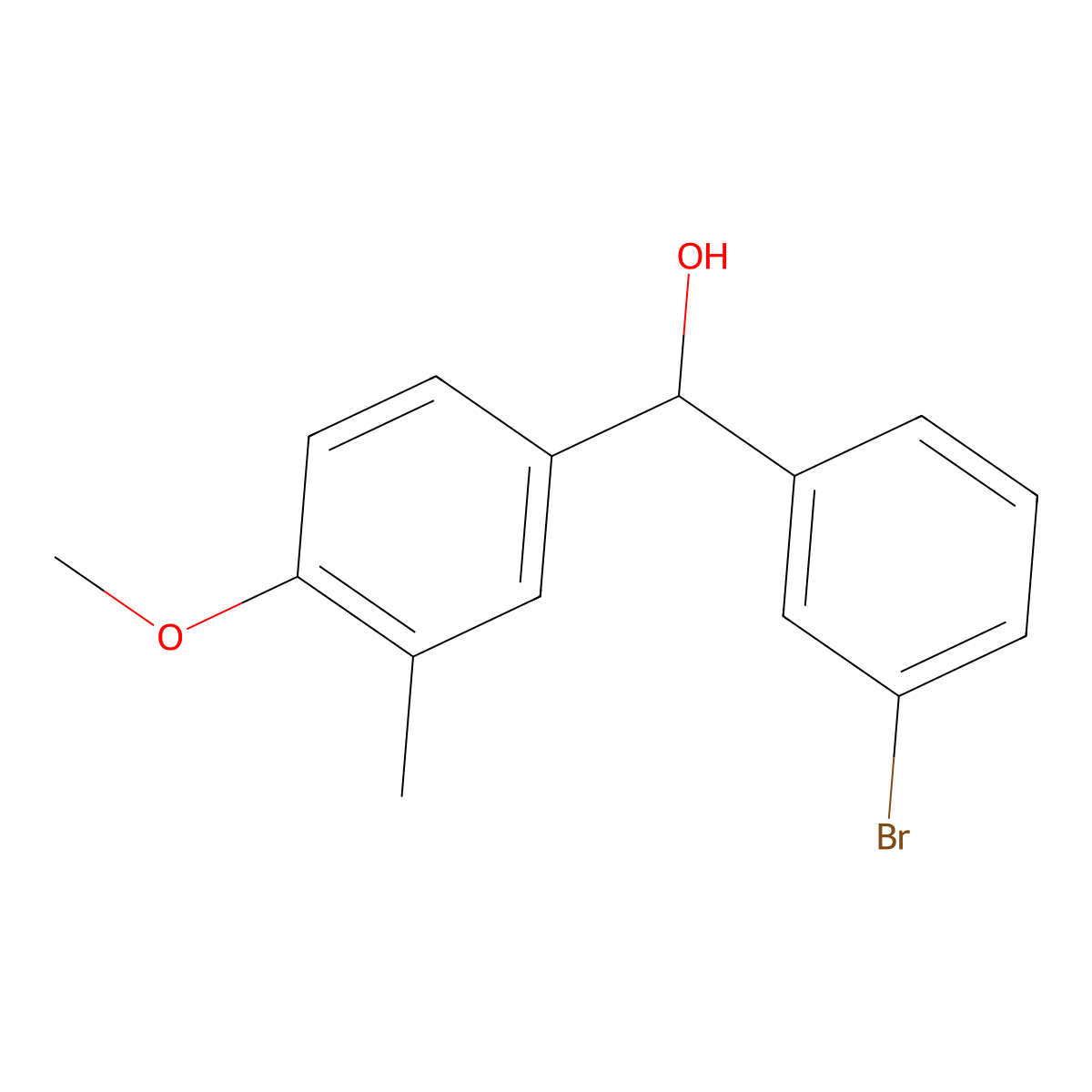 (3-Bromophenyl)(4-methoxy-3-methylphenyl)methanol molecular structure, CAS 1284049-62-2