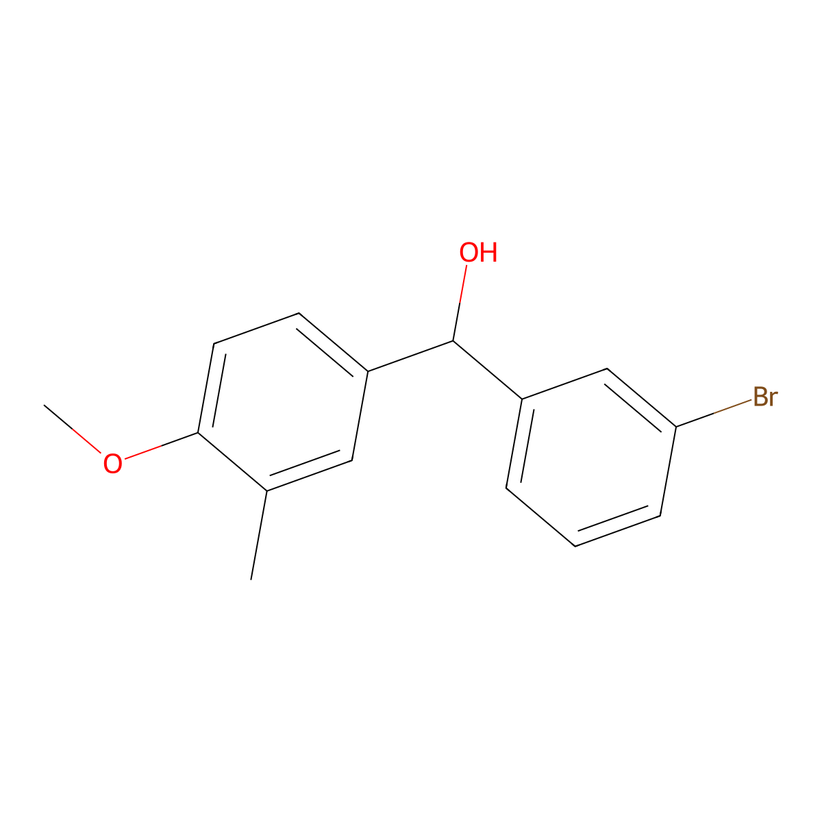 (3-Bromophenyl)(4-methoxy-3-methylphenyl)methanol molecular structure, CAS 1284049-62-2