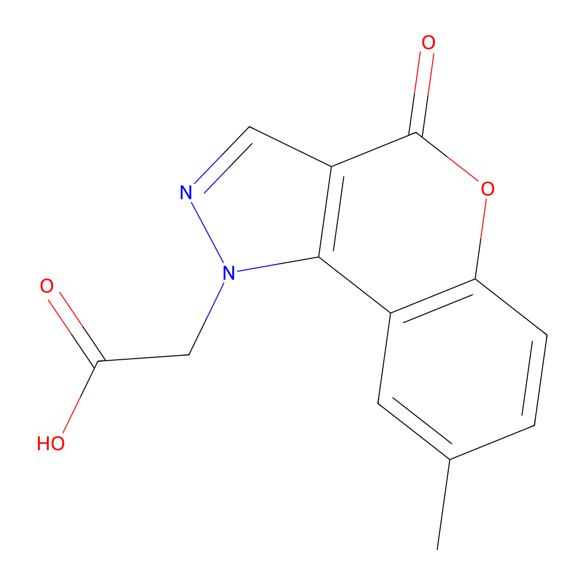 2-(8-methyl-4-oxo-1H,4H-chromeno(4,3-c)pyrazol-1-yl)acetic acid molecular structure, CAS 1284054-92-7