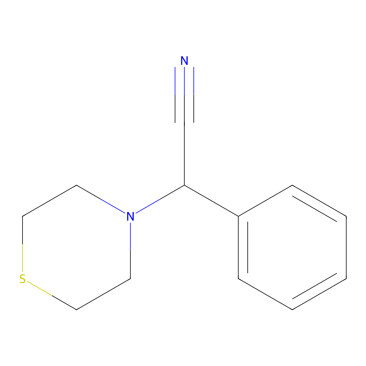 2-Phenyl-2-thiomorpholinoacetonitrile molecular structure, CAS 128407-23-8