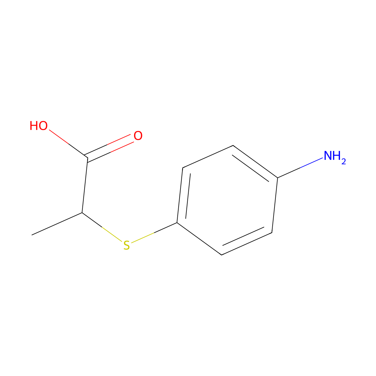 2-[(4-Aminophenyl)sulfanyl]propanoic acid molecular structure, CAS 1284096-05-4