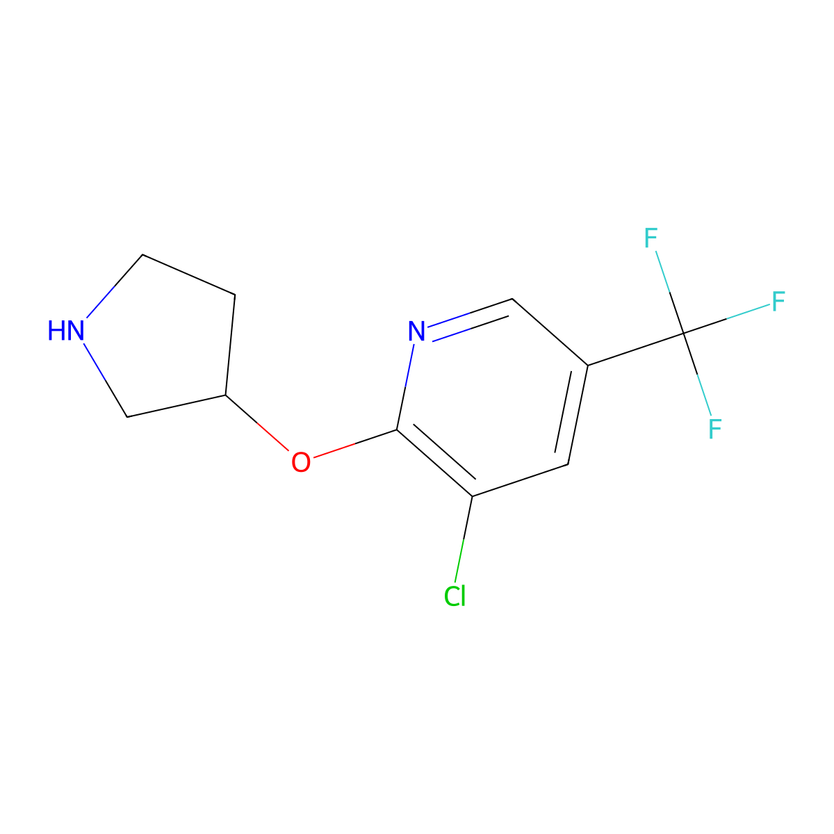 3-Chloro-2-(pyrrolidin-3-yloxy)-5-(trifluoromethyl)pyridine molecular structure, CAS 1284108-82-2
